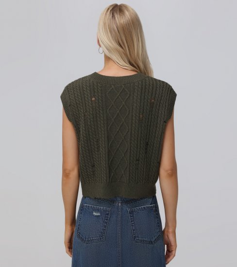 Frye Distressed Cable Sweater Vest - Distressed Cable Sweater Vest - Click Image to Close
