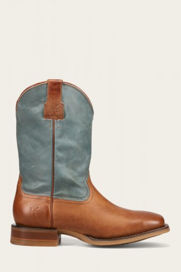 Frye Hauser Roper - Tan-faded-denim - Click Image to Close