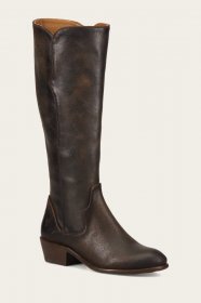 Frye Carson Piping Tall Wide Calf - Chocolate Frye Carson Piping Tall Wide Calf - Chocolate