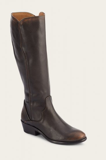 Frye Carson Piping Tall - Black-brush-off - Click Image to Close