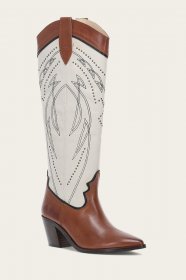 Frye Sara Western Tall Stud - Cinnamon-ivory  Frye Sara Western Tall Stud - Cinnamon-ivory