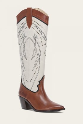 Frye Sara Western Tall Stud - Cinnamon-ivory