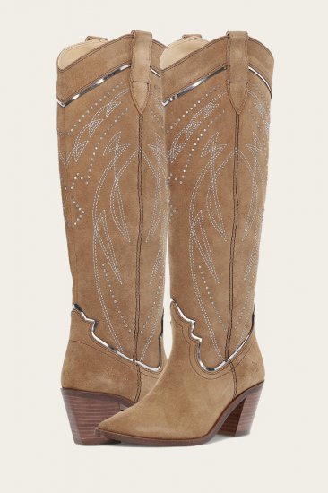 Frye Sara Western Tall Stud - Almond - Click Image to Close