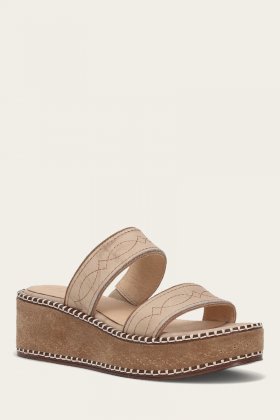 Frye Joy Woodstock 2 Band Platform Slide - Natural--almond