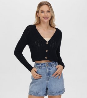 Frye Cropped Crochet V-Neck Cardigan - Cropped Crochet V-Neck Cardigan