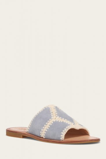 Frye Ava Crochet Slide - Steel-blue - Click Image to Close