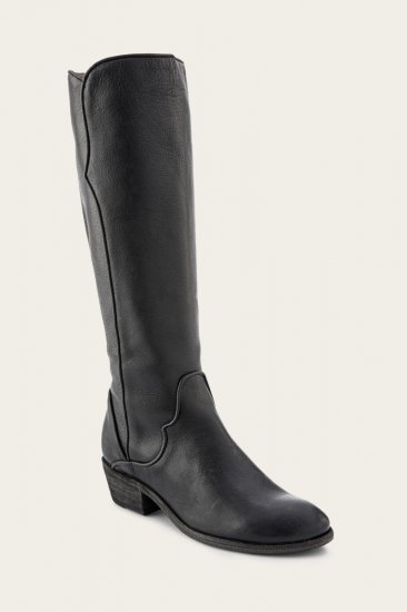 Frye Carson Piping Tall Wide Calf - Distressed-black - Click Image to Close