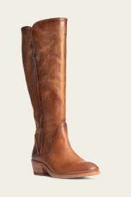 Frye Carson Piping Tall Wide Calf - Caramel Frye Carson Piping Tall Wide Calf - Caramel
