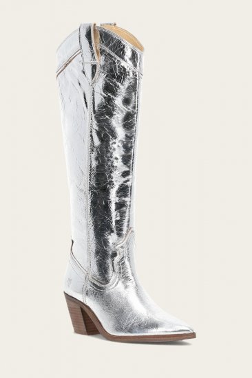 Frye Sara Western Tall - Silver - Click Image to Close
