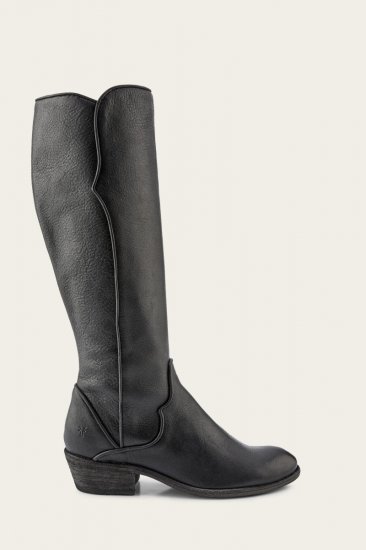 Frye Carson Piping Tall Wide Calf - Distressed-black - Click Image to Close