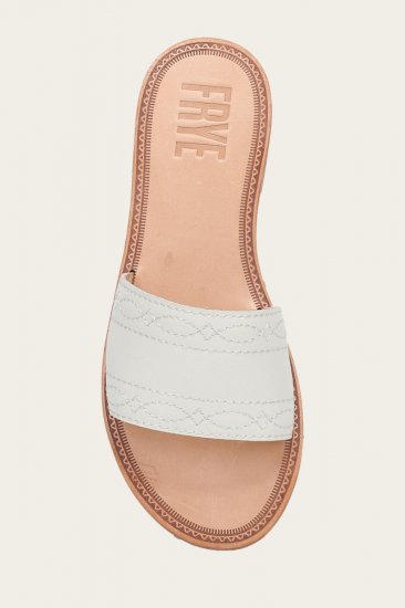 Frye Ava Woodstock Slide - White - Click Image to Close