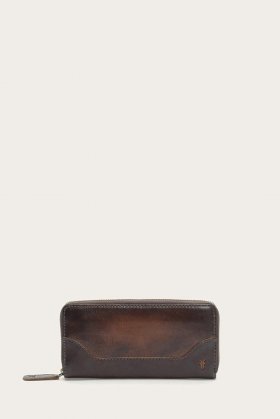 Frye Melissa Zip Around Wallet - Dark Brown