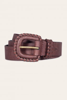 Frye 30mm Belt With Covered Buckle & Leather Lacing - 30mm Belt With Covered Buckle & Leather Lacing