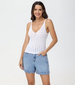 Frye Crochet V-Neck Tank - Crochet V-Neck Tank