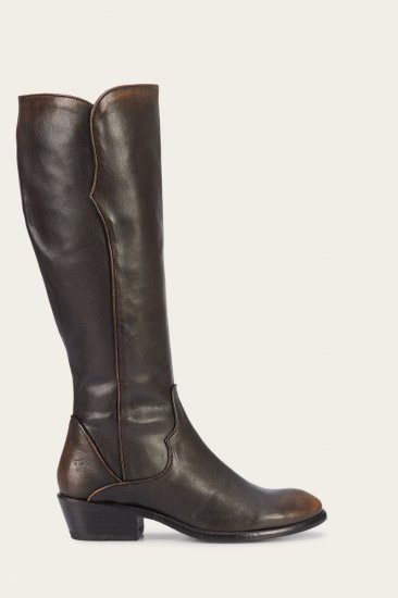 Frye Carson Piping Tall - Black-brush-off - Click Image to Close