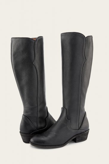 Frye Carson Piping Tall Wide Calf - Distressed-black - Click Image to Close